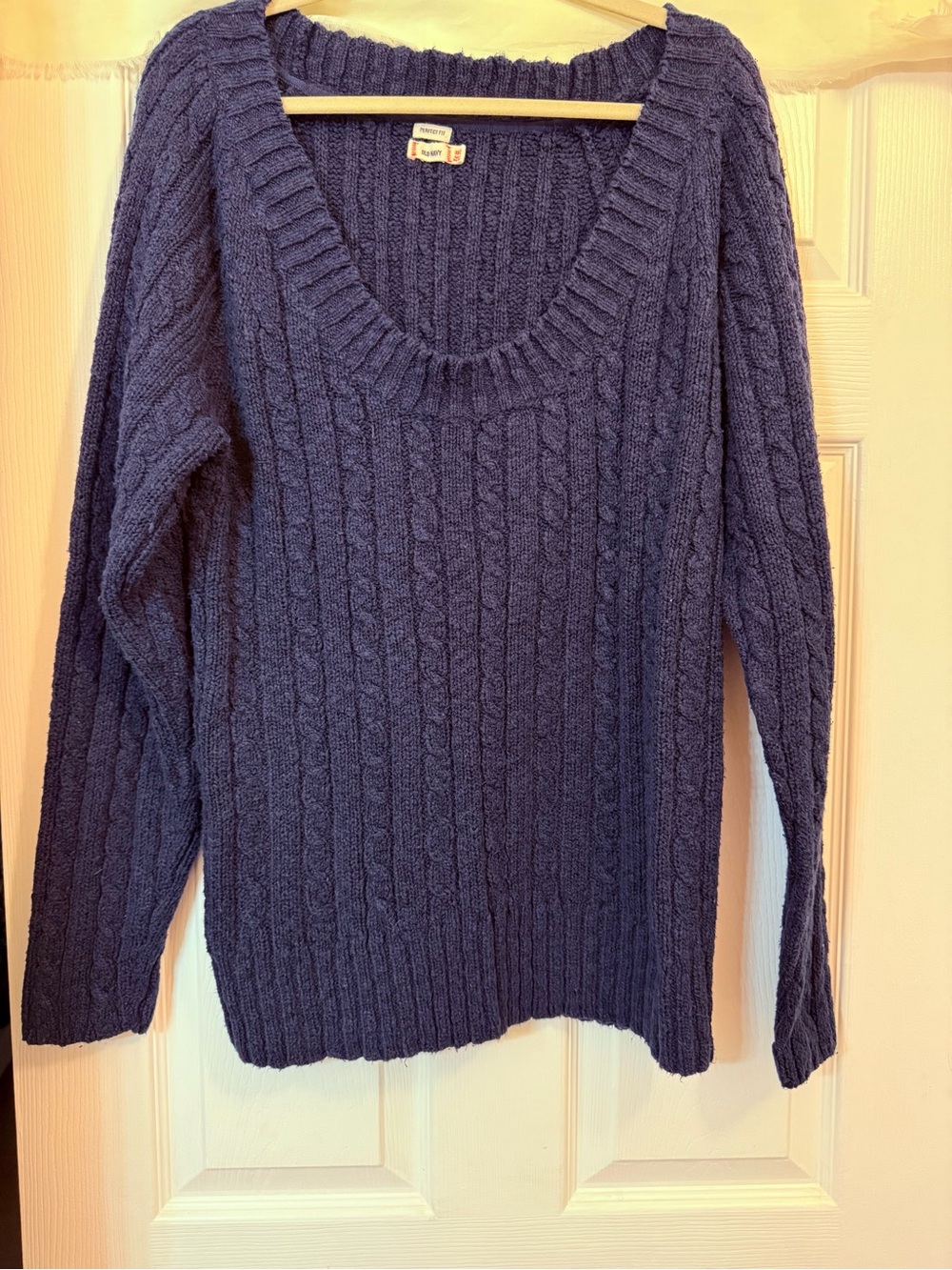 Old Navy Navy Blue Cable Knit Deep Crew-neck Sweater-Sz XXL Women’s